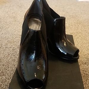 Black peep toed booties